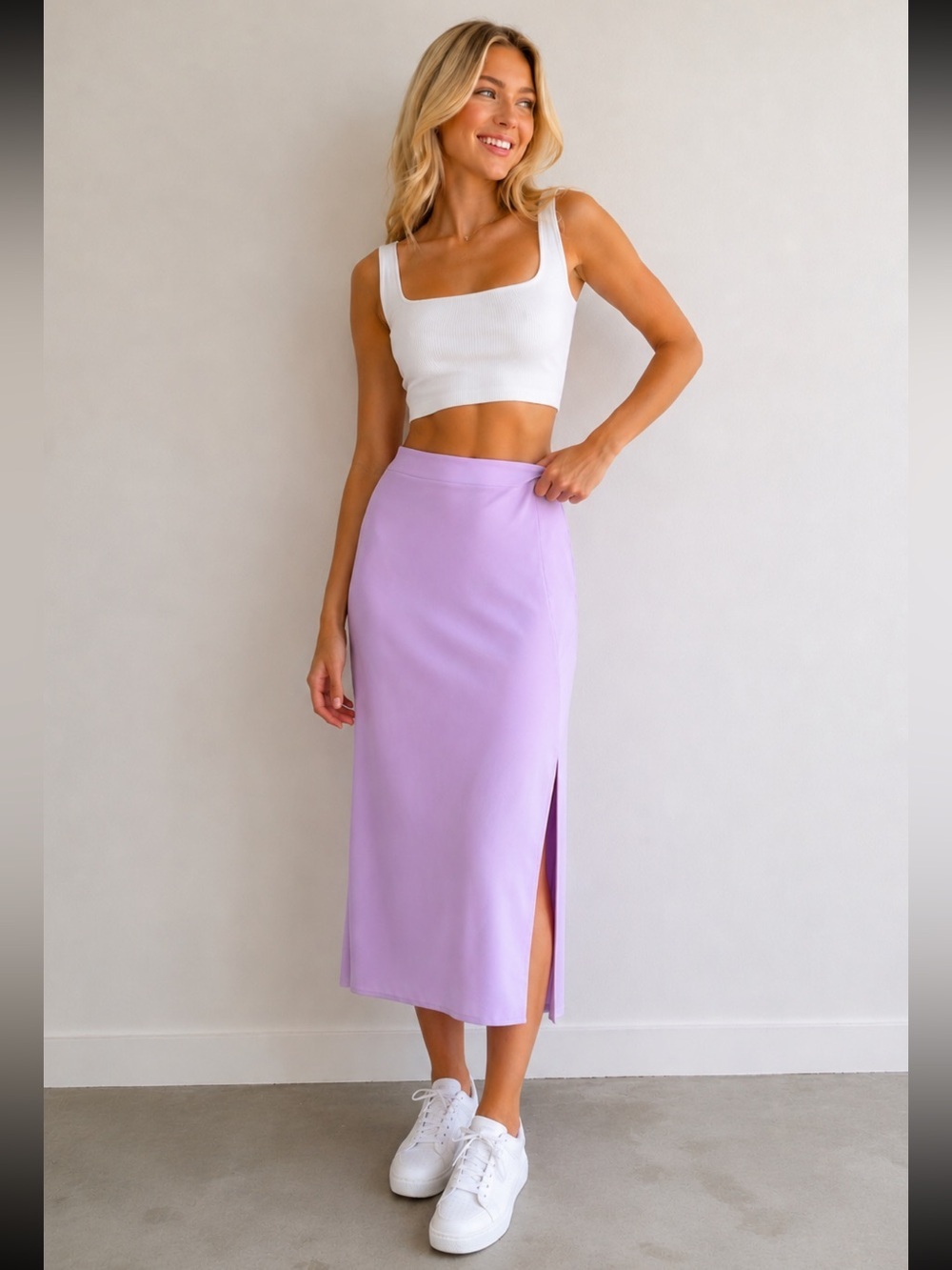 Umgee Skirt Lilac / Lavender Satin Midi Skirt Size Small NEW